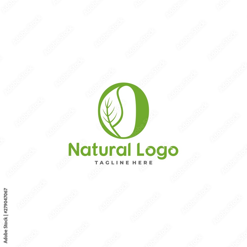 Letter O With Leaf Logo. Green leaf logo icon vector design. Landscape design, garden, Plant, nature and ecology vector. Ecology Happy life Logotype concept icon. Editable file.