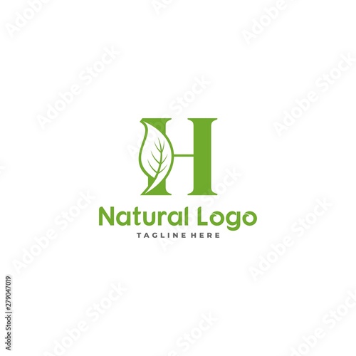 Letter H With Leaf Logo. Green leaf logo icon vector design. Landscape design, garden, Plant, nature and ecology vector. Ecology Happy life Logotype concept icon. Editable file.