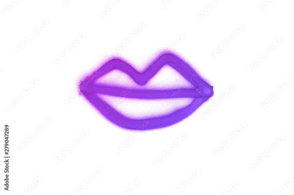 Graffiti lips sign sprayed on white isolated background Graffiti lips sign sprayed on white isolated background