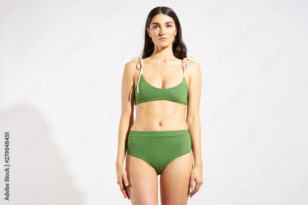 young woman in green bikini young woman in green bikini