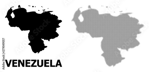 Vector Halftone Mosaic and Solid Map of Venezuela