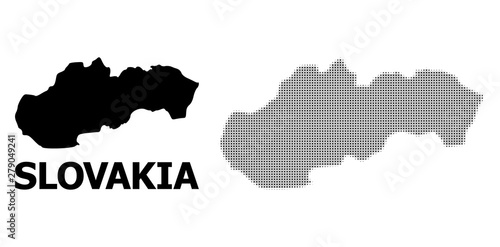 Vector Halftone Mosaic and Solid Map of Slovakia