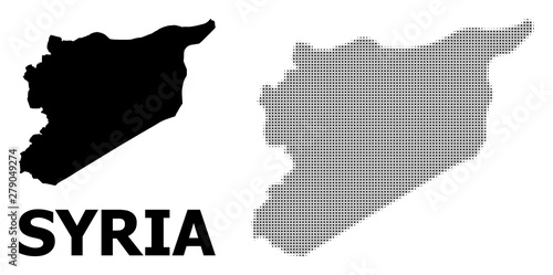 Vector Halftone Pattern and Solid Map of Syria
