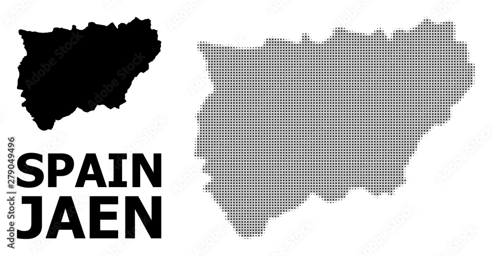 Vector Halftone Mosaic and Solid Map of Jaen Spanish Province