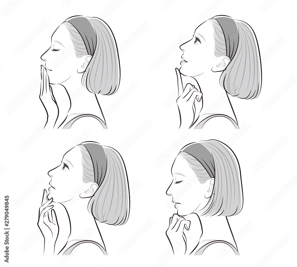女性の横顔の表情イラスト Stock Vector Adobe Stock
