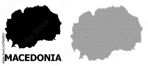 Vector Halftone Mosaic and Solid Map of Macedonia