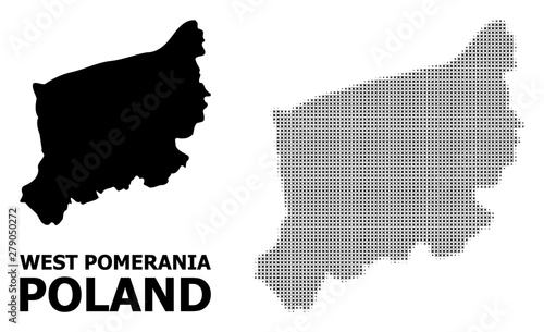 Vector Halftone Pattern and Solid Map of West Pomerania Province photo