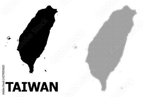 Vector Halftone Pattern and Solid Map of Taiwan photo