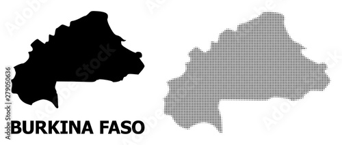 Vector Halftone Pattern and Solid Map of Burkina Faso