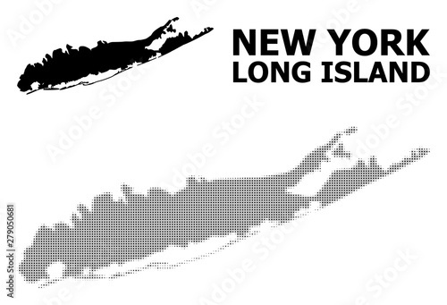 Vector Halftone Mosaic and Solid Map of Long Island