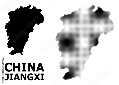 Vector Halftone Mosaic and Solid Map of Jiangxi Province