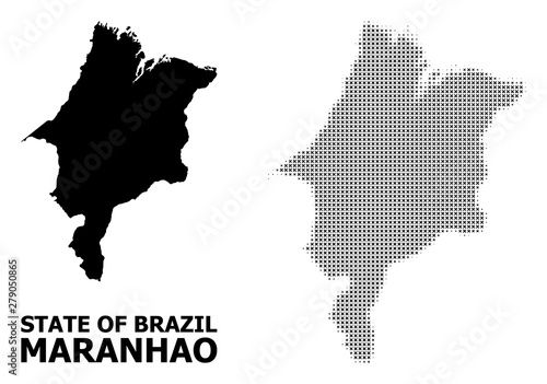 Vector Halftone Mosaic and Solid Map of Maranhao State