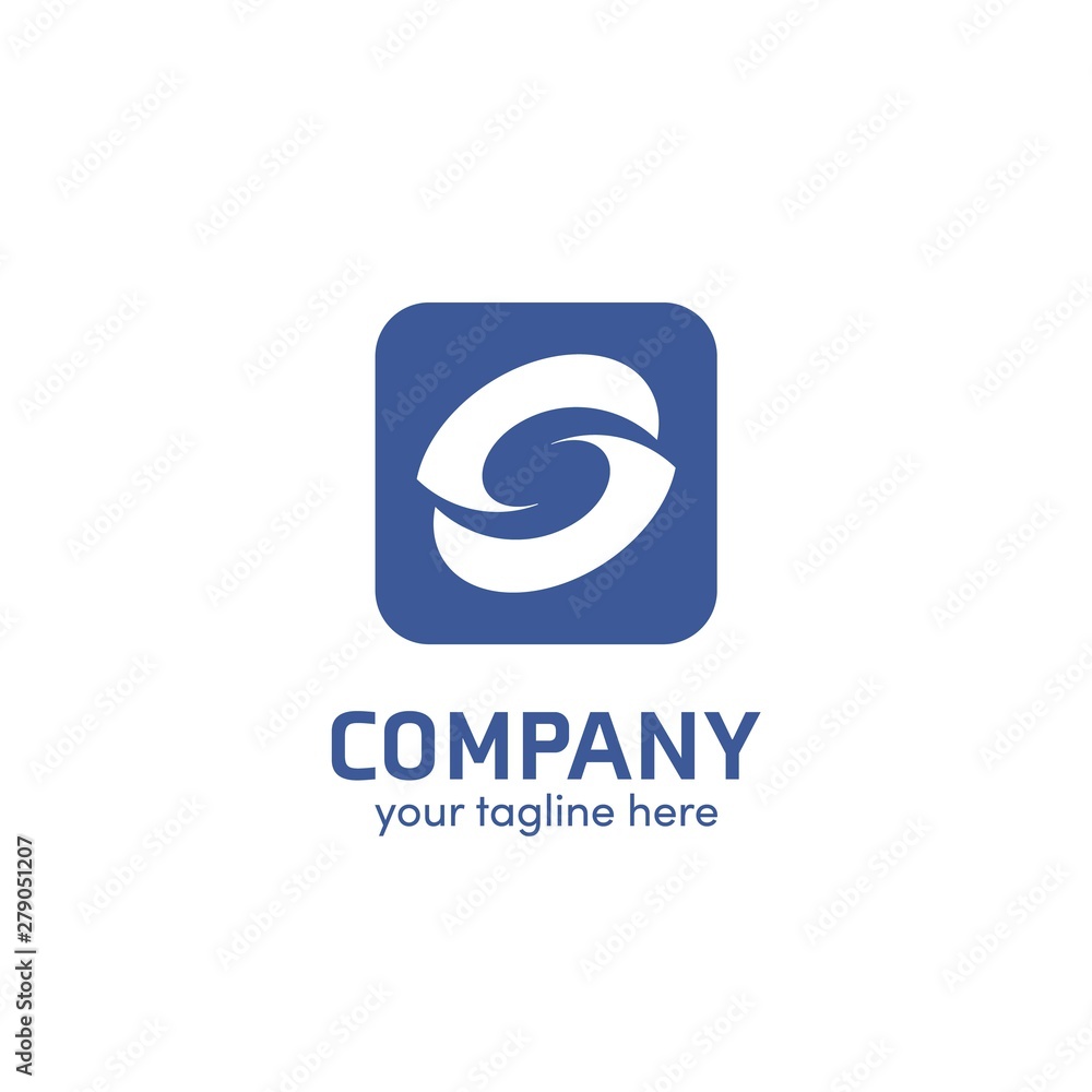 Letter S abstract logo, company with S initial logo icon symbol inside blue square Letter S abstract logo, company with S initial logo icon symbol inside blue square