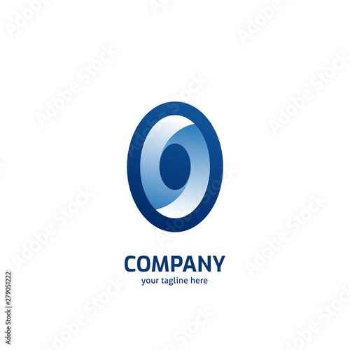 Abstract modern circle loop O logo icon corporate deep blue color