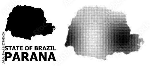 Vector Halftone Pattern and Solid Map of Parana State