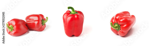Stampa su Tela Set of fresh whole bell pepper isolated one and two on white background