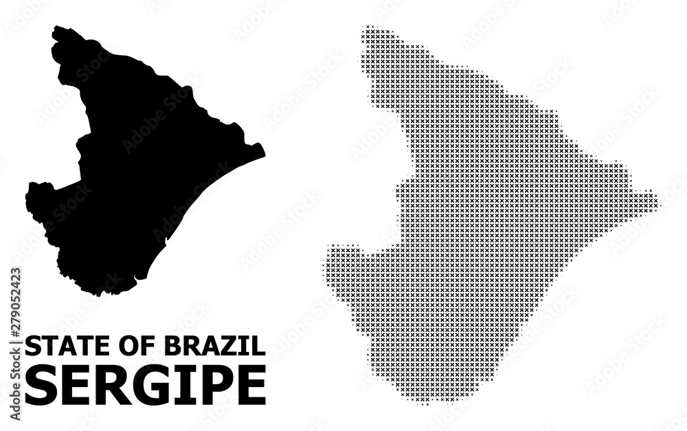Vector Halftone Pattern and Solid Map of Sergipe State