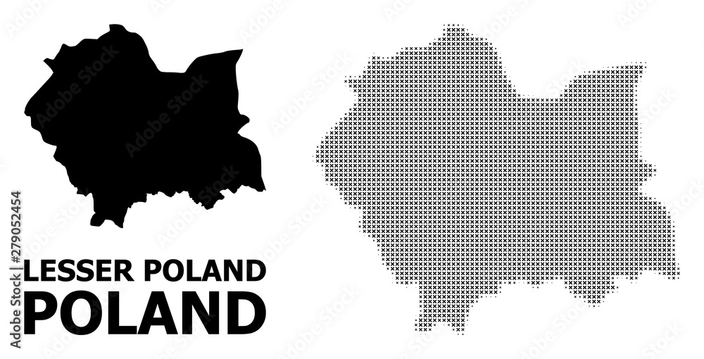 Vector Halftone Pattern and Solid Map of Lesser Poland Province