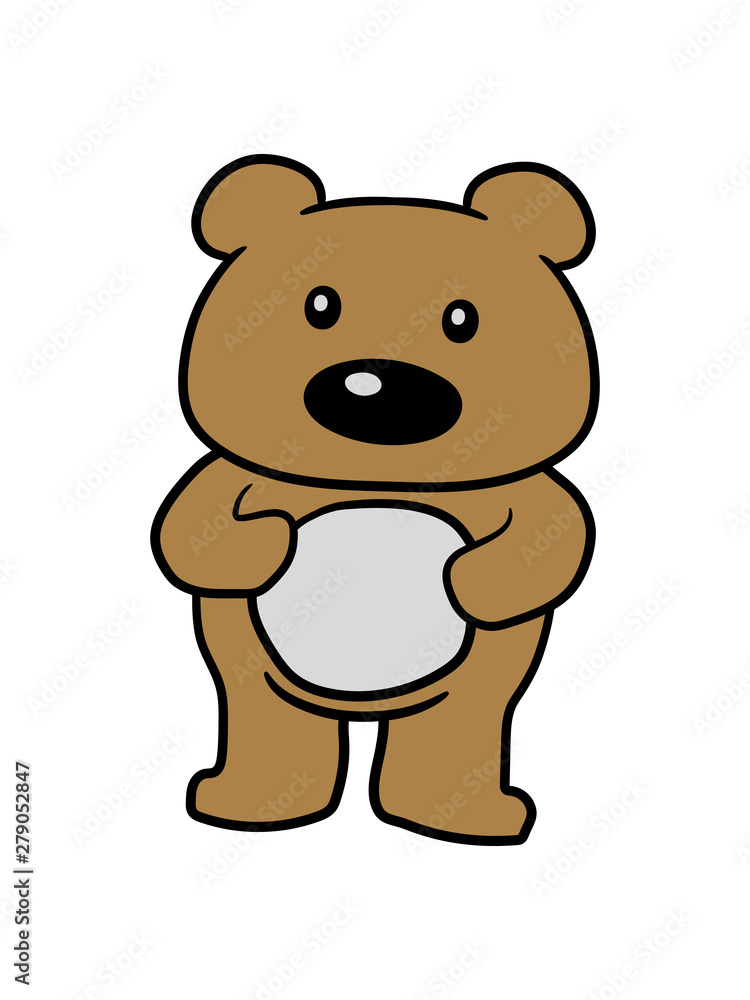 stehender süßer kleiner bär teddy bärchen kuscheltier grizzly spielzeug  baby kind niedlich clipart comic cartoon design Stock Illustration | Adobe  Stock