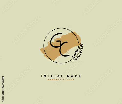 G C GC Beauty vector initial logo  handwriting logo of initial signature  wedding  fashion  jewerly  boutique  floral and botanical with creative template for any company or business.