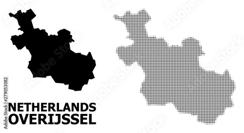 Vector Halftone Mosaic and Solid Map of Overijssel Province