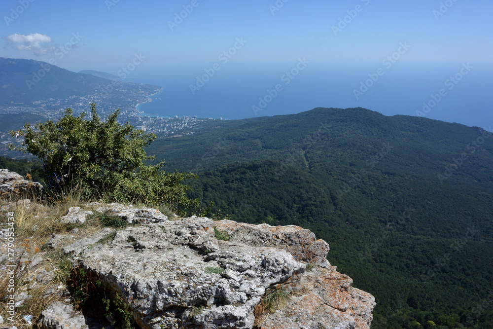View from Mount Ai-Petri on the Black Sea coast View from Mount Ai-Petri on the Black Sea coast