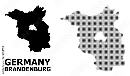 Vector Halftone Mosaic and Solid Map of Brandenburg State