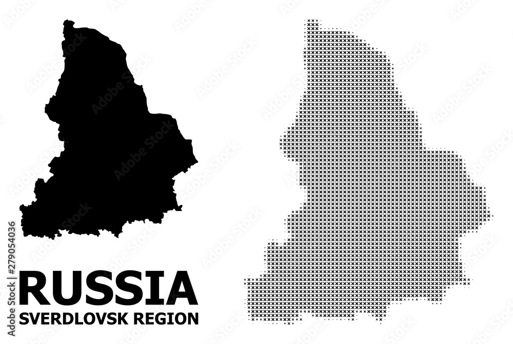 Vector Halftone Pattern and Solid Map of Sverdlovsk Region