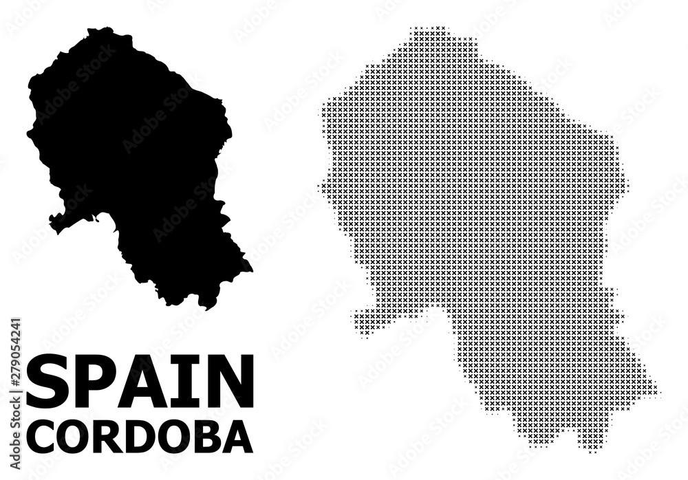 Vector Halftone Mosaic and Solid Map of Cordoba Spanish Province