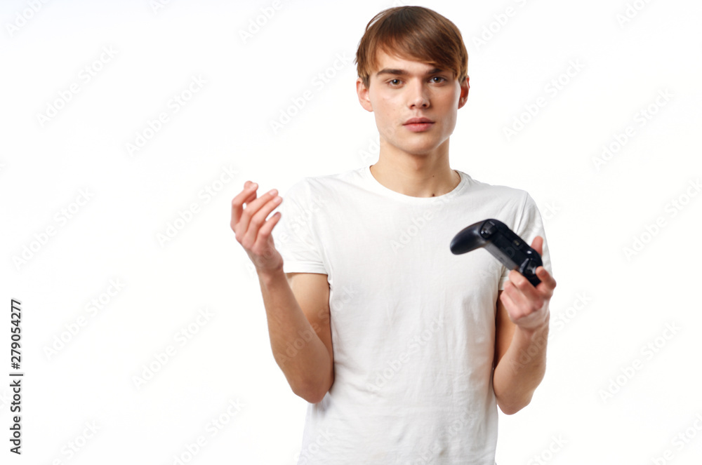 young man with thumbs up gesture isolated on white young man with thumbs up gesture isolated on white