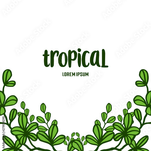Wallpaper Mural Poster tropical, leaf flower frame, on white backdrop. Vector Torontodigital.ca