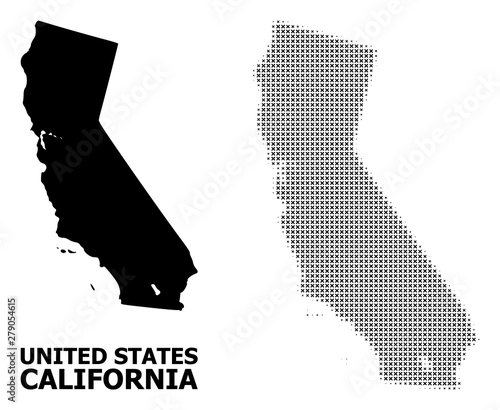 Vector Halftone Mosaic and Solid Map of California