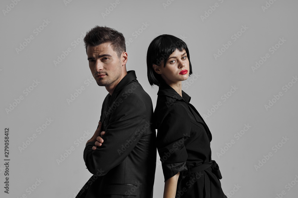 portrait of young man and woman portrait of young man and woman