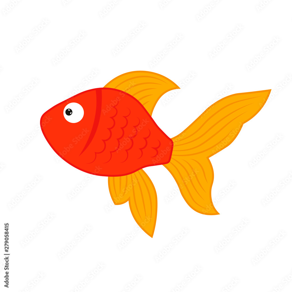 Simple vector illustration of red fish for children. aquarium small cartoon  cute fish Stock Vector | Adobe Stock