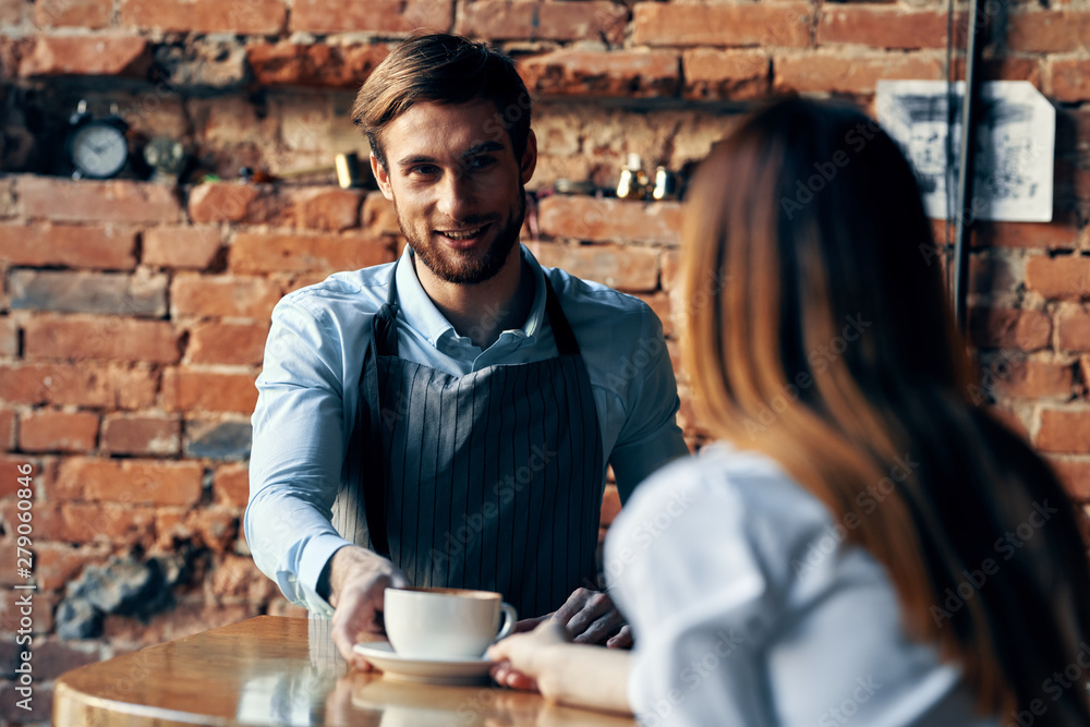 young couple in cafe