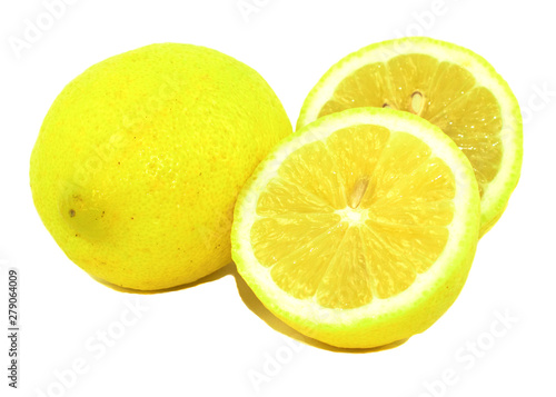 Yellow lemons white background