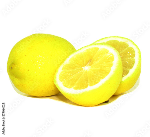 Yellow lemons white background