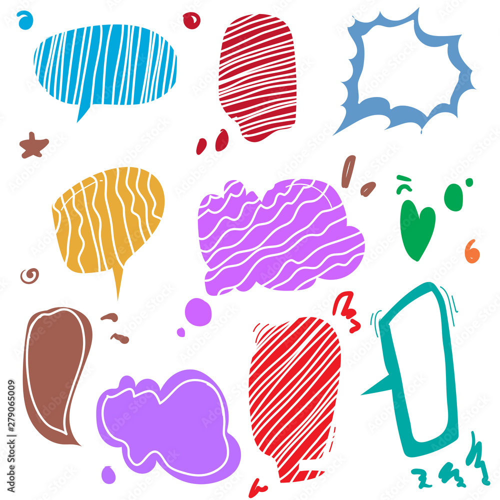 Set of comic speech bubbles with bright color element