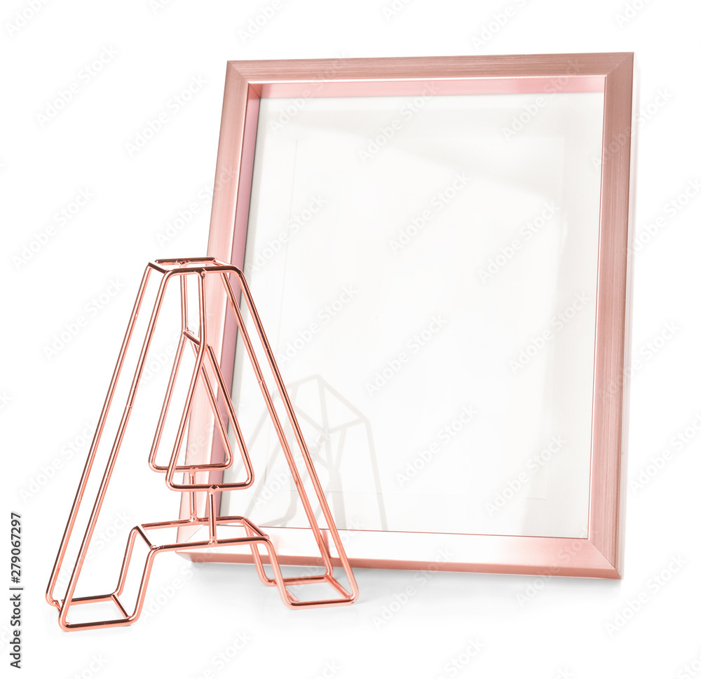 Naklejka premium Blank photo frame and decor on white background
