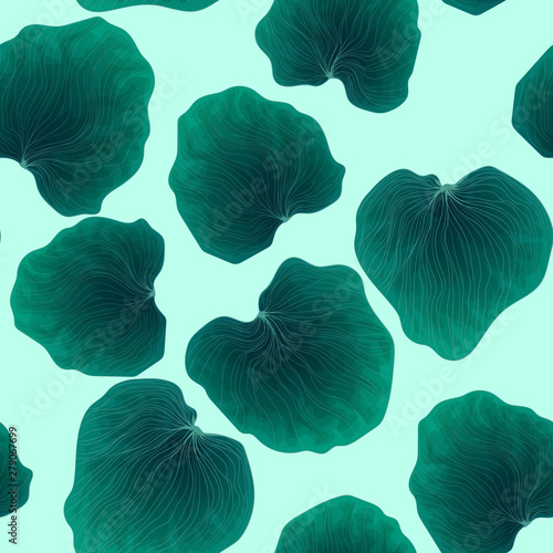 Lotus leaves hand draw watercolor imitation seamless pattern. Water lily leaf repeater background for gift wrap, wallpaper, textil, decoration or covers