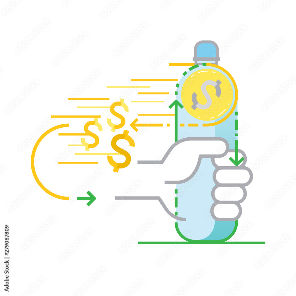 Claim money back by returning singleuse plastic bottle to be recycled