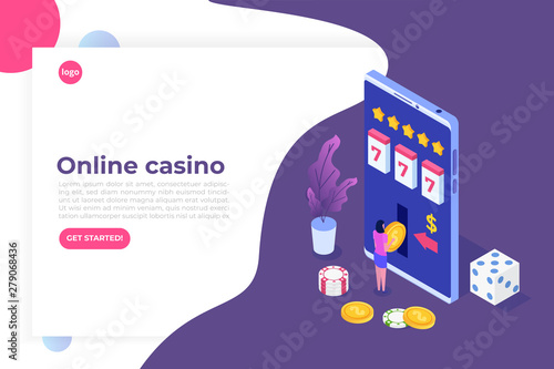 Online casino, online gambling, gaming apps  isometric vector illustration