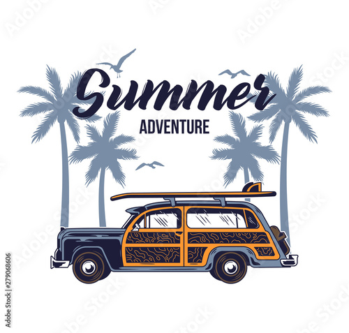 Old vintage car for summer surfing