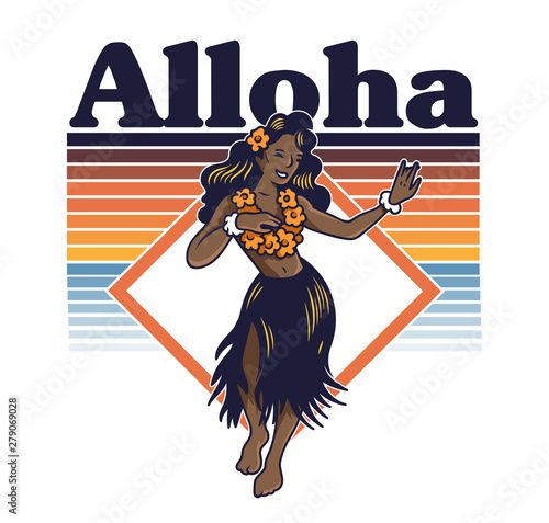 Young cute smile Hawaiian hula girl