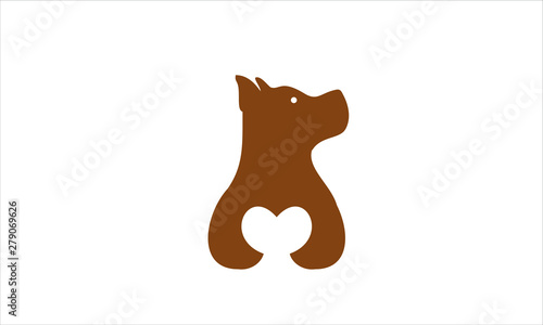 dog hug love logo icon silhouette vector
