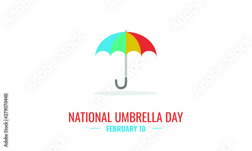 National Umbrella Day February 10 Poster in Flat Style Design