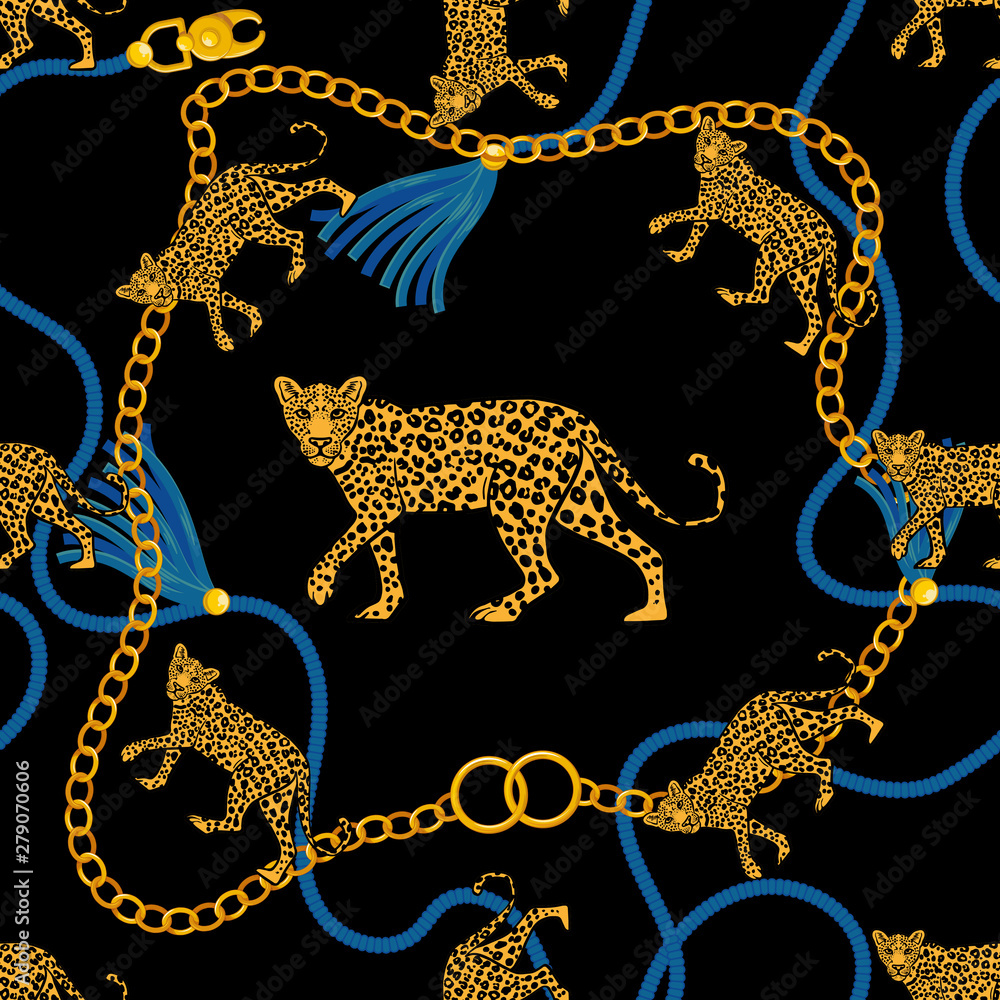 Obraz premium Seamless pattern with gold chain