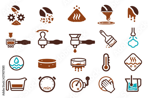Making fresh coffee with Coffee machine. Equipment of professional for popular hot drinks.