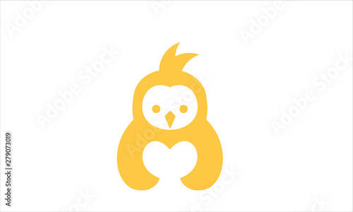 chicken hug love logo icon silhouette vector