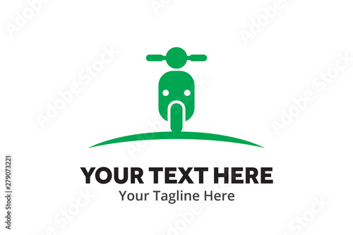 simple motorcycle logo creative design in flat style with color . emotorbike logo creative design for identity and club photo